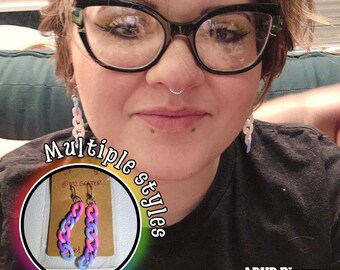 Pride Acrylic Chain Earrings: Stainless Steel Findings, Tunnel Friendly