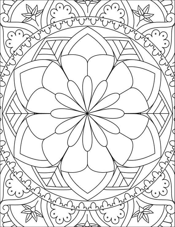 5 Printable, Mandala ,adult, Coloring Pages, Floral, Easy, Coloring Book,  Mandalas 