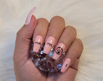 I Donut Like You Set | Press On Nails | Pink and White | Donut Nail Art | Anti-Valentines Day