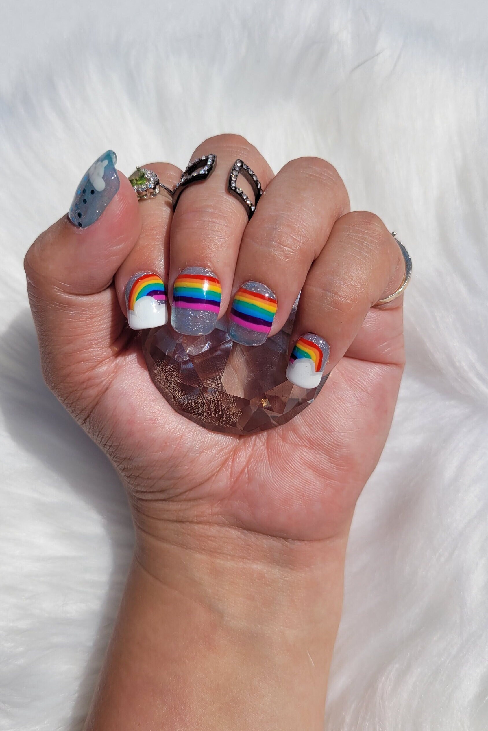 Rainbow is My Favorite Color Set Press on Nails Rainbow Nail Art