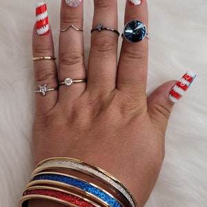American Patchwork Set Press On Nails 4th of July Americana Nail Art American Flag Art image 3