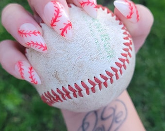 Play Ball Set | Press On Nails | Baseball Inspired | Softball Nail Art | Glow in the Dark