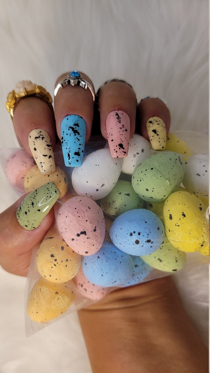 Robin's Nest Set Press On Nails Easter Themed Nail Art Robin's Egg Candy image 1