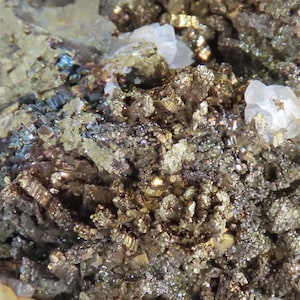 Excellent Iridescent Chalcopyrite with Pyrite and Quartz Crystals Specimen