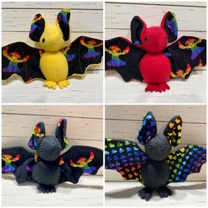 rainbow themed plush bats, choose 1