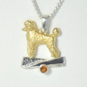 Colgante de caniche de oro y plata
