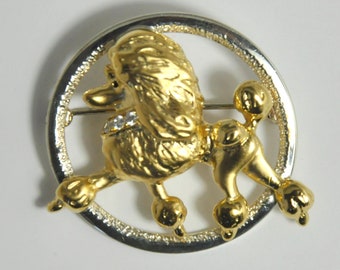 Gold and Silver Poodle Brooch