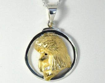 Joli Poodle Head Pendant in Silver & Gold