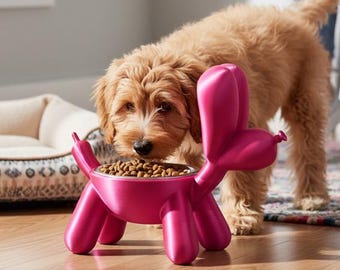 Comedero elevado con forma de globo para perros y gatos pequeños.