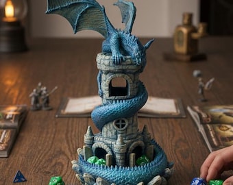 Torre de dados de dragón pintada a mano / Rodillo de fantasía para juegos de mesa