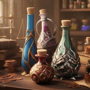 Set di bottiglie di pozioni - Mana, salute ed elisir per D&D per giochi da tavolo, LARP o cosplay