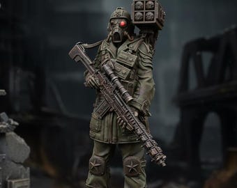Shade the Marksman | Unpainted Resin Miniature | 32mm and 75mm Cyberpunk Sniper Figure