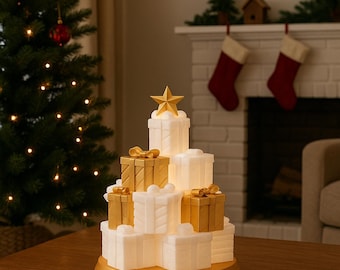 Glowing Present Stack Light – Festive Gift Box Lamp Holiday Centerpiece & Mantle Decor