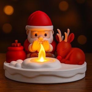Yuletide Fireside Scene — Santa & Reindeer Holiday Light