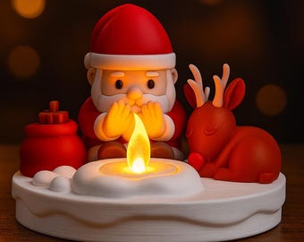 Yuletide Fireside Scene — Santa & Reindeer Holiday Light