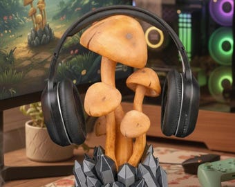 Sporestone Grove — Supporto per cuffie a forma di fungo fantasy