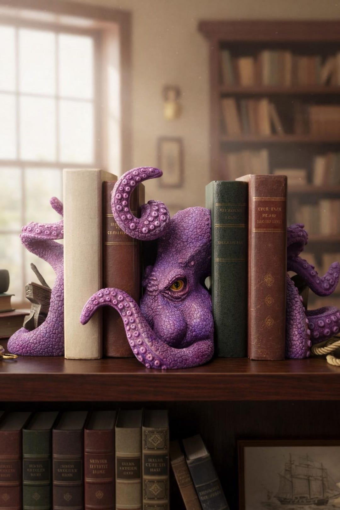 Leviathan Library Keeper, Octopus Bookends, Ocean Decor - Etsy