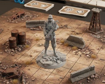 Unbemalte Resinminiatur Korr der Vollstrecker, 32 mm und 75 mm Cyberpunk-Soldat