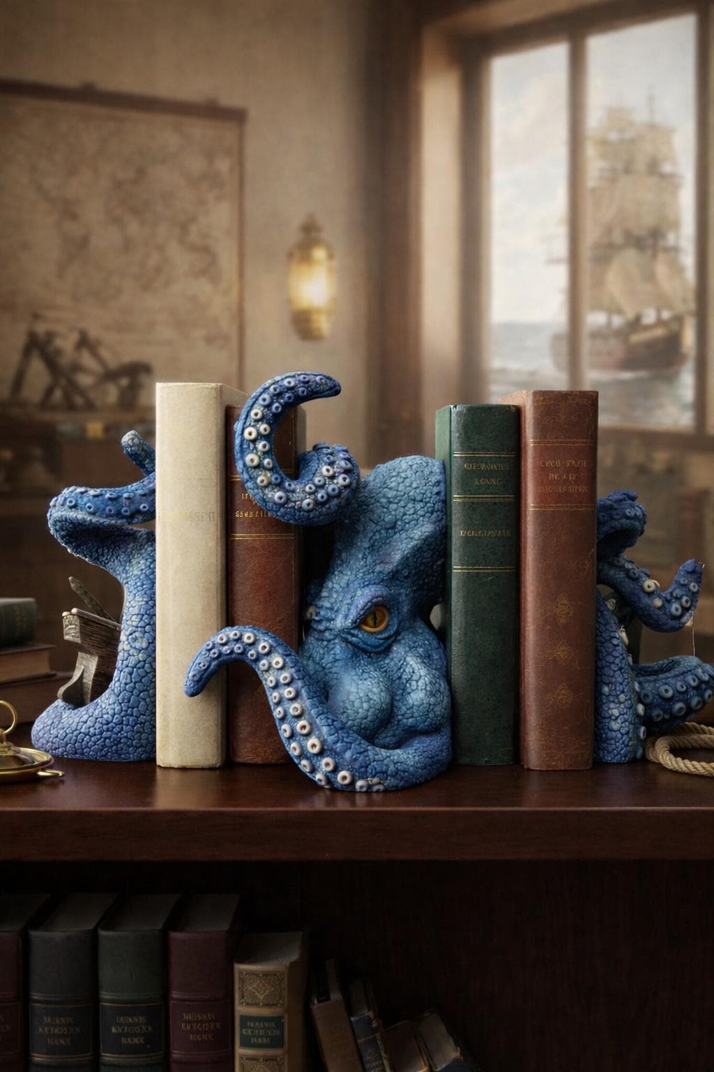 Leviathan Library Keeper, Octopus Bookends, Ocean Decor - Etsy
