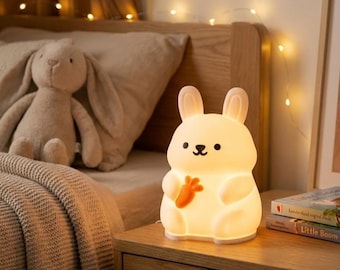 Kaninchen Nachttischlampe, Warm Glow Kaninchen, Kinderzimmer Dekor, Plug In Tischlicht