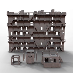 Neon Wastes: Modular Cyberpunk Terrain Set – 32mm Sci-Fi Buildings, Barricades & Wargame Scenery