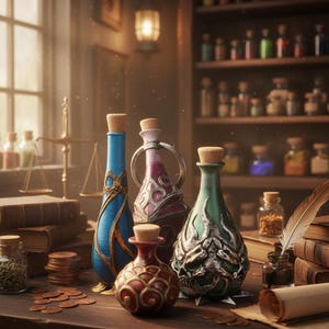 Potion Bottle Set – DnD Mana, Health, and Elixir Props for Tabletop, LARP, or Cosplay