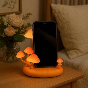 Mushroom Dock — Whimsical Phone Stand with Curved Stems