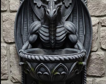 Dragon Wall Sconce, Gothic Bowl Holder, Fantasy Medieval Home Accent