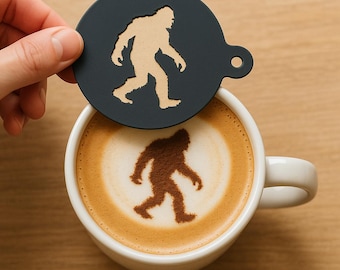 Juego de 6 plantillas de café Cryptid: plantillas para café con leche, capuchino y cacao para baristas