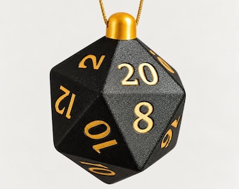 D20 Ornament Set Of 3, Colorful Dice With Gold Numbers