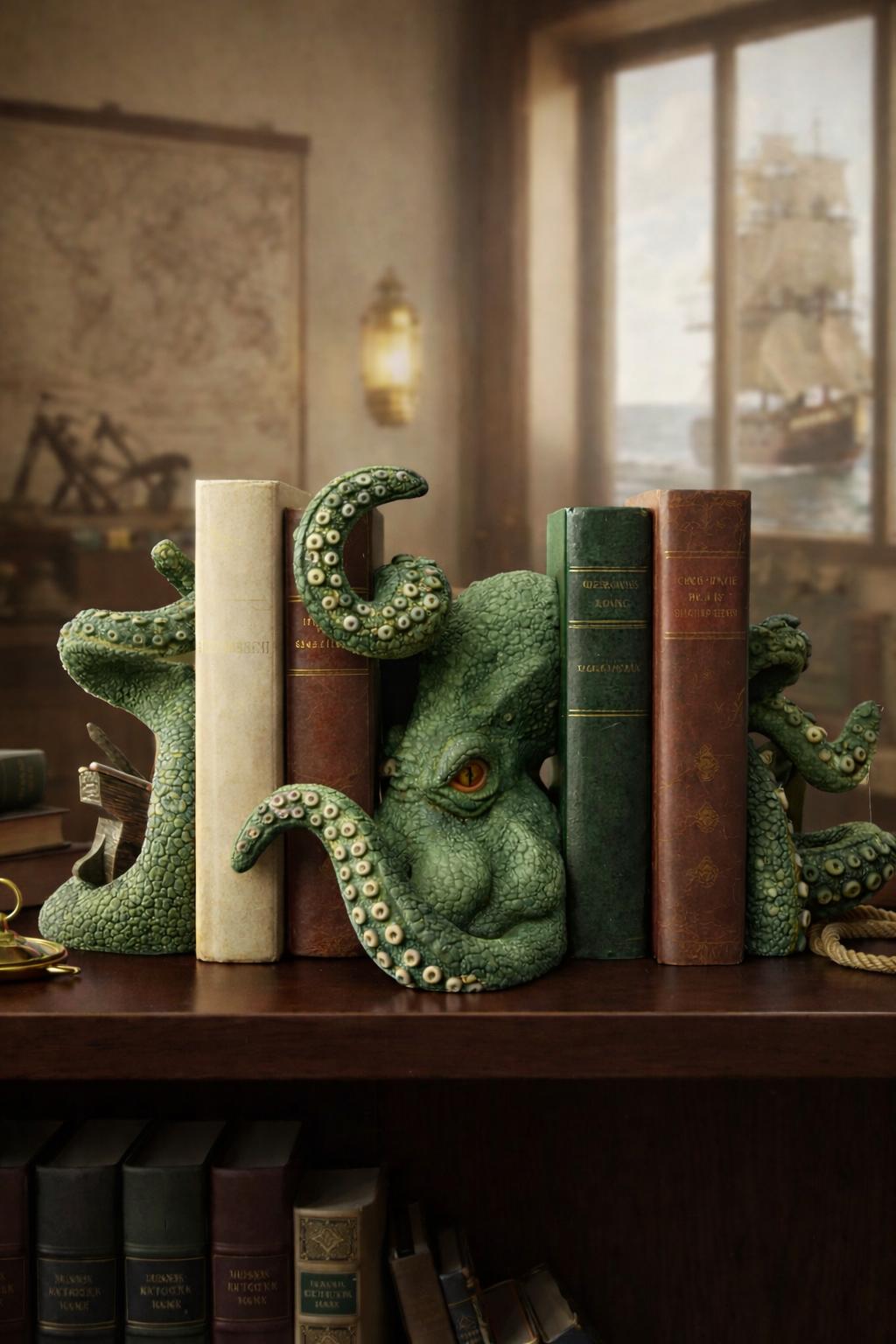 Leviathan Library Keeper, Octopus Bookends, Ocean Decor - Etsy