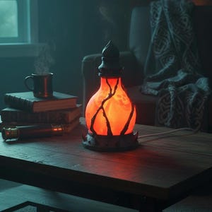 Fantasy Potion Lamp: Dragon Fire Night Light for RPG Decor