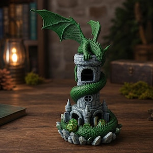 D&D Würfelturm, handbemalter Drachen-Tischwürfel, sieben Farboptionen