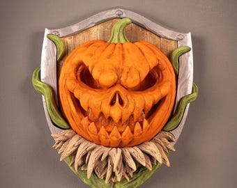 Placa de pared de calabaza Jack O Lantern, decoración gótica de Halloween para el hogar