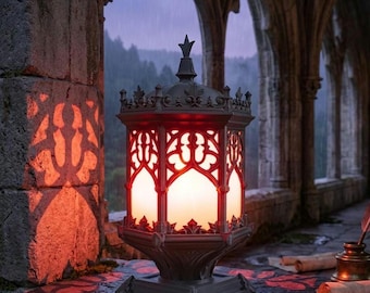 Gothic Cathedral Table Lamp Dark Academia Corded Accent Light