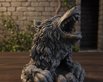 Torre de dados con cabeza de lobo hecha a mano: Juego de rol de mesa Roller