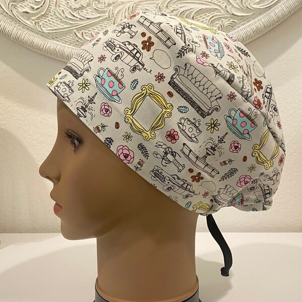 F.R.I.E.N.D.S women’s adjustable scrub cap, european pixie surgical hat, scrub hat