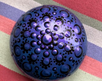 Purple Mandala Rock Painted Hand Made