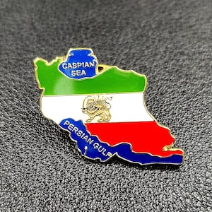 Pin de la bandera de Irán libre, emblema del león y el sol, Shir O Khorshid, calidad patrimonial, solapa persa Javid Shah Pahlavi, esmalte Iranzamin, nuevo mapa