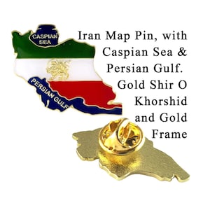 Pin de la bandera de Irán libre, emblema del león y el sol, Shir O Khorshid, calidad patrimonial, solapa persa Javid Shah Pahlavi, esmalte Iranzamin, nuevo mapa