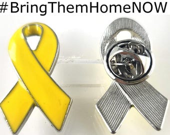 2 Pc's Pins Special Unique Yellow Ribbon pin Bring them home now Support Yellow awareness pin Yelow Ribon Pin US Troops Soldiers USA