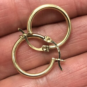 Round Hoop Earring 14K Yellow Gold  14kt Modern Mini Hoop Earring Modern / Lightweight Hoops Gold Hoop Earrings 14k Solid Snap Closure Thick