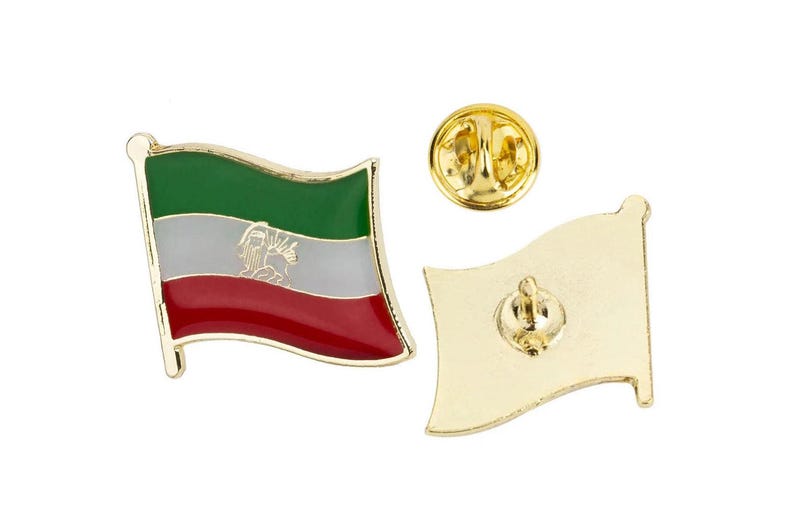 Free Iran Flag Pin Lion and Sun Emblem Shir O Khorshid Quality Heritage ...