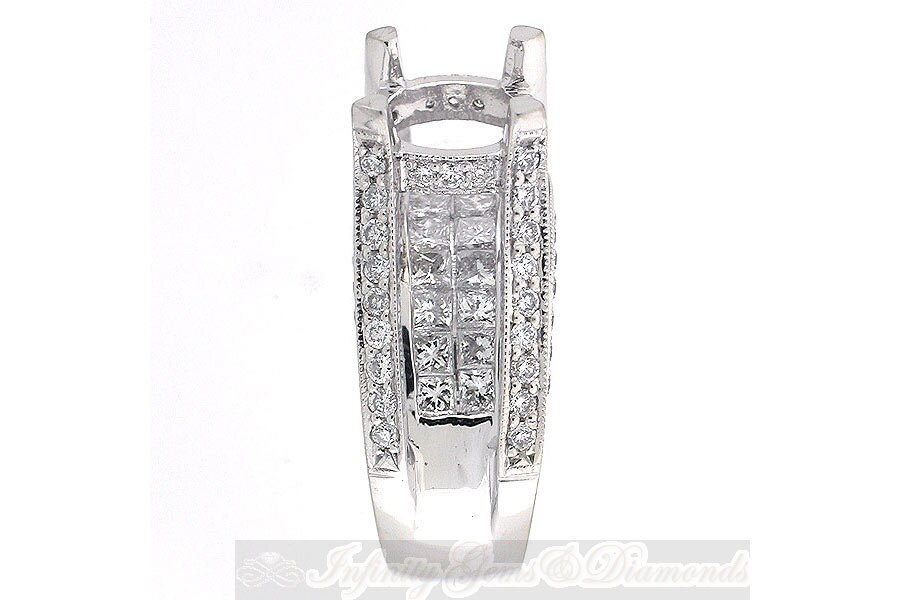 Invisible Setting Bridge Design 2.87 TCW Semi Mount Diamond Ring and ...