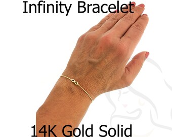 Infinity Bracelet / Bangle Solid 14K Gold met extensie / Dainty Layering / Delicate Gold Bracelet / Friendship Bracelet / Cadeau voor haar!