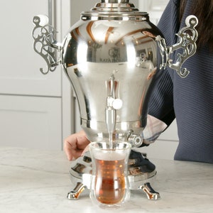 Tea Pot Raya RAYA Classic Samovar Silver Tea Maker With White Porcelain Teapot ...