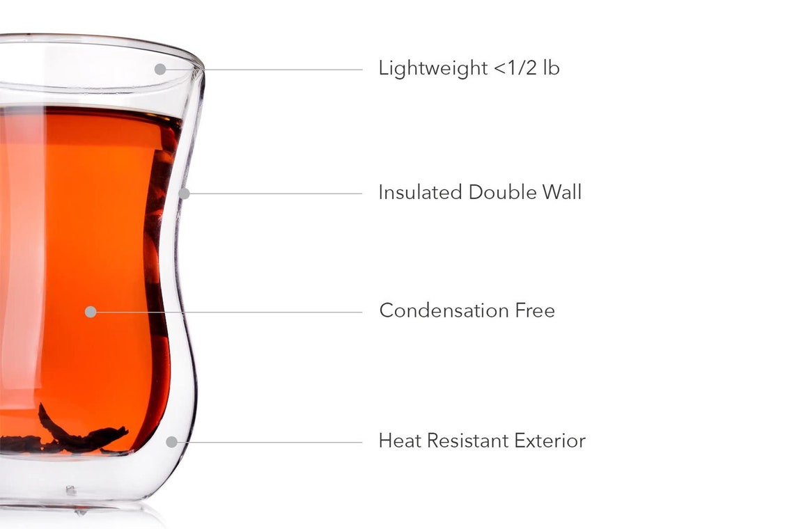 Double Walled Hourglass Tea Coffee Glass Cups Turkish Tea Tulip Coffee