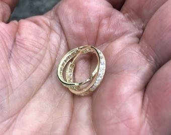 14kt Solid Gold Hoop Earrings Large with Channel Set CZ's | 14K Yellow Gold / Snap Closure Thick Lightweight Classic Channel Set Hoops