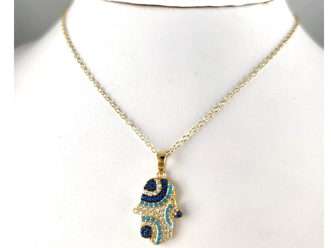 Collana Con Ciondolo Mano Di Fatima In Argento 925 – Gioiello Hamsa Con Zirconi Per Donna E Ragazza, Placcato Oro Giallo O Rosa, Catena Regolabile - 4