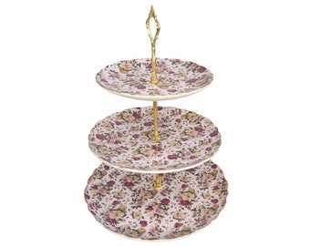 Cake 2 Tier or 3 Tier Set with Flowers Brand New 15Inch high 2 minute assembly Its Tea Time ! Victoria's Garden Hanukkah Jewish Gift Hanukah